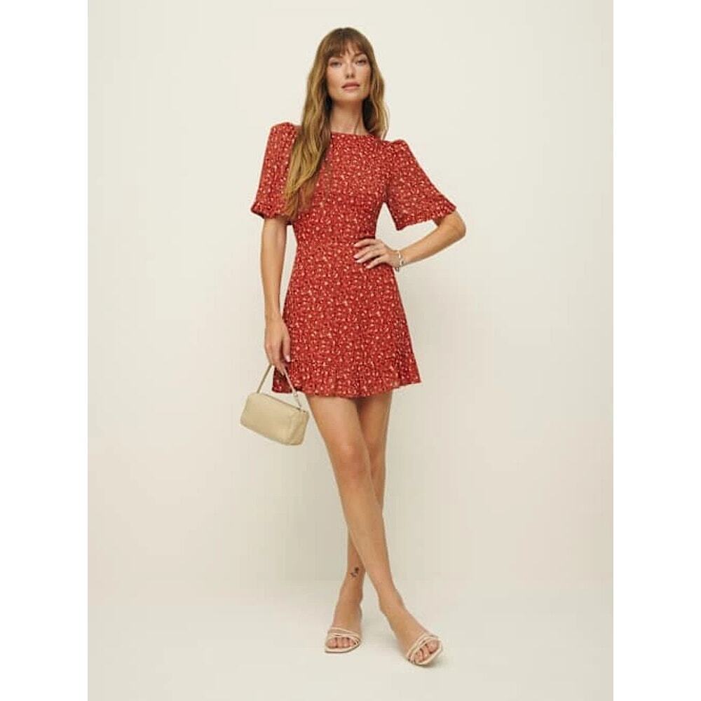 Reformation Red Floral Mini Dress
